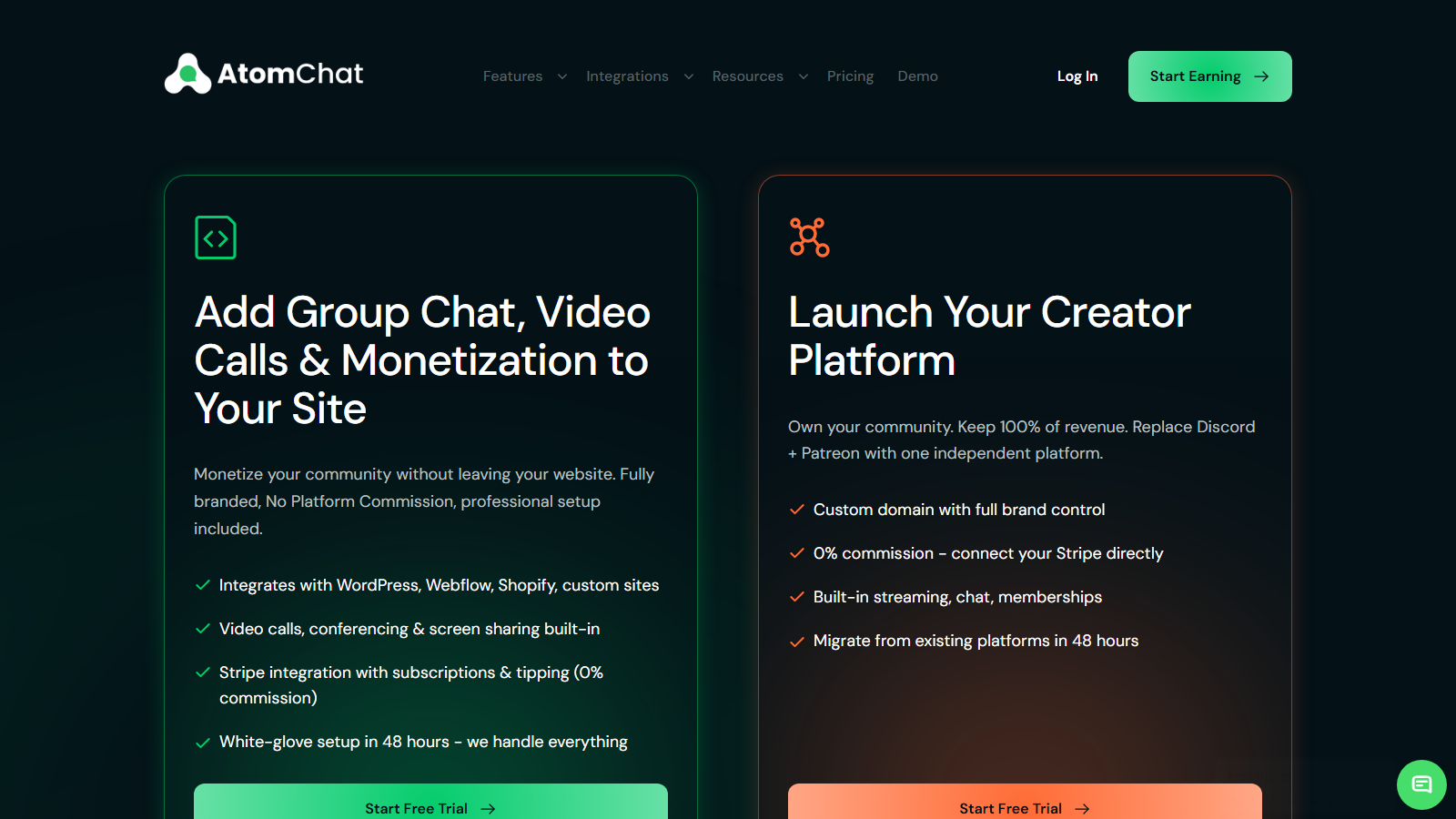 AtomChat Monetization preview